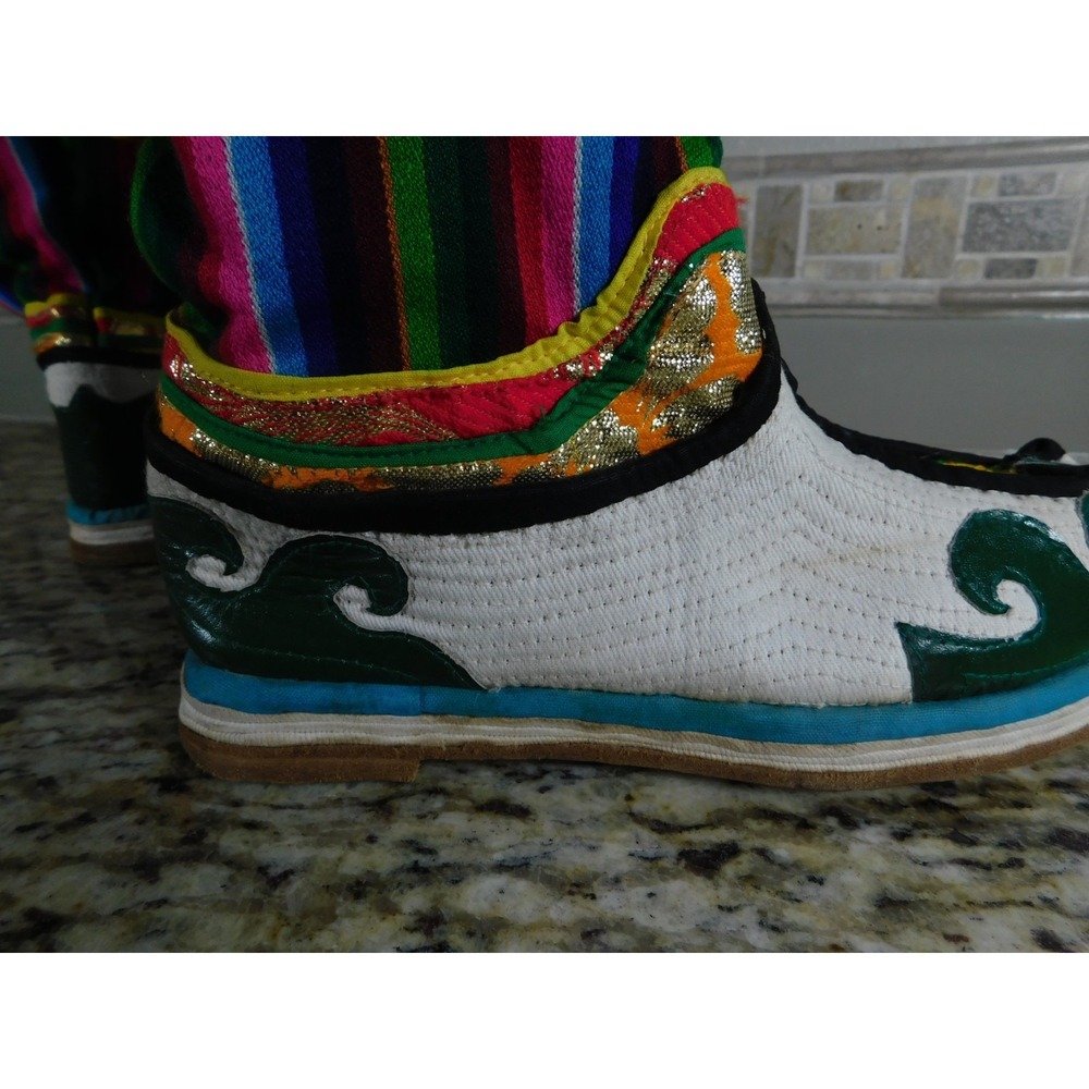 Vintage Mongolian Tibetan Tribal Handmade Wool Felt Leather Snow Boots Unisex - Picture 7 of 12
